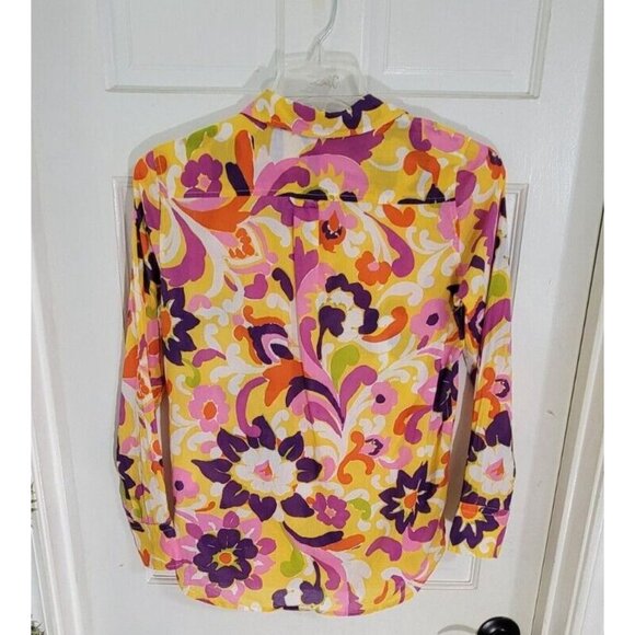 J Crew‎ Collection Womens Multicolor Floral Button Up Blouse Long Sleeve Size 4 - Picture 5 of 9